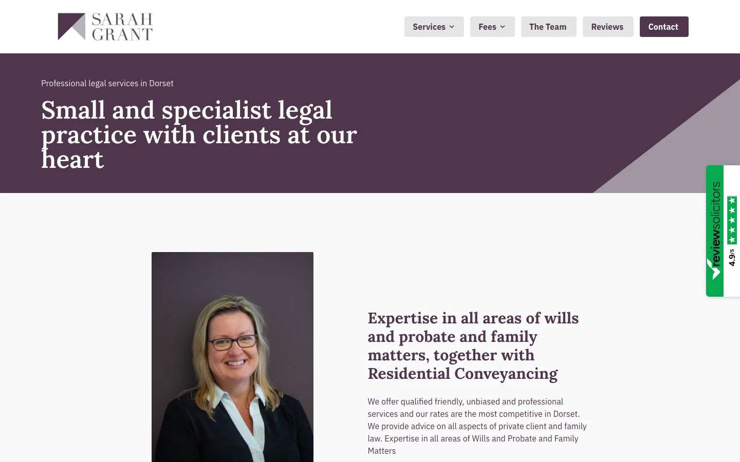 Sarah Grant Solicitors website